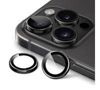 JETech Camera Lens Protector for iPhone 15 Pro 6.1-Inch and iPhone 15 Pro Max 6.7-Inch, 9H Tempered Glass Metal Individual Ring Cover, HD Clear, 1 Set (Space Black)