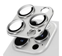 JETech Camera Lens Protector for iPhone 15 Pro 6.1-Inch and iPhone 15 Pro Max 6.7-Inch, Full Coverage 9H Tempered Glass Ring Cover, Matte Metal Plate, Case Friendly, 1-Pack (White)