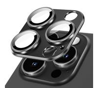 JETech Camera Lens Protector for iPhone 15 Pro 6.1-Inch and iPhone 15 Pro Max 6.7-Inch, Full Coverage 9H Tempered Glass Ring Cover, Matte Metal Plate, Case Friendly, 1-Pack (Space Black)
