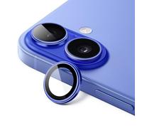 JETech Camera Lens Protector for iPhone 16 6.1-Inch and iPhone 16 Plus 6.7-Inch, 1:1 Invisible Fit, 9H Tempered Glass Metal Individual Ring Cover, HD Clear, 1 Set (Ultramarine)