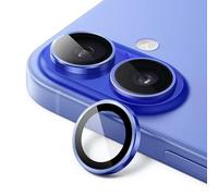JETech Camera Lens Protector for iPhone 16 6.1-Inch and iPhone 16 Plus 6.7-Inch, 9H Tempered Glass Metal Individual Ring Cover, HD Clear, 1 Set (Ultramarine)