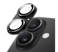 JETech Camera Lens Protector for iPhone 16 6.1-Inch and iPhone 16 Plus 6.7-Inch, Full Coverage 9H Tempered Glass Ring Cover, Matte Metal Plate, Case Friendly, 1-Pack (Black)