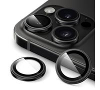 JETech Camera Lens Protector for iPhone 16 Pro 6.3-Inch and iPhone 16 Pro Max 6.9-Inch, 1:1 Invisible Fit, 9H Tempered Glass Metal Individual Ring Cover, HD Clear, 1 Set (Black Titanium)