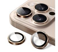 JETech Camera Lens Protector for iPhone 16 Pro 6.3-Inch and iPhone 16 Pro Max 6.9-Inch, 9H Tempered Glass Metal Individual Ring Cover, HD Clear, 1 Set (Desert Titanium)