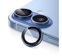 JETech Camera Lens Protector for iPhone 17 6.3-Inch, 9H Tempered Glass Metal Individual Ring Cover, Easy Installation Tray, HD Clear, 1 Set (Blue)