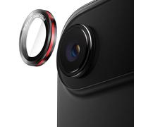 JETech Camera Lens Protector for iPhone 17 Air, 9H Tempered Glass Metal Individual Ring Cover, Two-Tone, Easy Installation Tray, HD Clear, 6.5-Inch Display, 1 Set (Black+Red)