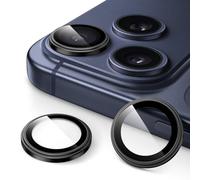 JETech Camera Lens Protector for iPhone 17 Pro 6.3-Inch and iPhone 17 Pro Max 6.9-Inch, 1:1 Invisible Fit, 9H Tempered Glass Metal Individual Ring Cover, HD Clear, 1 Set (Black)