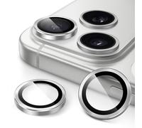 JETech Camera Lens Protector for iPhone 17 Pro 6.3-Inch and iPhone 17 Pro Max 6.9-Inch, 9H Tempered Glass Metal Individual Ring Cover, Easy Installation Tray, HD Clear, 1 Set (Silver)
