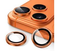 JETech Camera Lens Protector for iPhone 17 Pro 6.3-Inch and iPhone 17 Pro Max 6.9-Inch, 9H Tempered Glass Metal Individual Ring Cover, Easy Installation Tray, HD Clear, 1 Set (Orange)