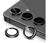 JETech Camera Lens Protector for Samsung Galaxy S24 FE, 9H Tempered Glass Metal Individual Ring Cover, HD Clear, 1 Set (Black)