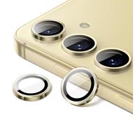 JETech Camera Lens Protector for Samsung Galaxy S24+ / S24 Plus, 9H Tempered Glass Metal Individual Ring Cover, Easy Installation Tray, HD Clear, 1 Set (Amber Yellow)