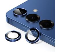 JETech Camera Lens Protector for Samsung Galaxy S25 5G, 9H Tempered Glass Metal Individual Ring Cover, Easy Installation Tray, HD Clear, 1 Set (Navy)