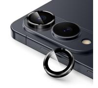 JETech Camera Lens Protector for Samsung Galaxy S25 Edge, 9H Tempered Glass Metal Individual Ring Cover, Easy Installation Tray, HD Clear, 1 Set (Black)