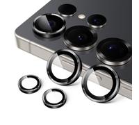 JETech Camera Lens Protector for Samsung Galaxy S25 Ultra 5G, 9H Tempered Glass Metal Individual Ring Cover, Easy Installation Tray, HD Clear, 1 Set (Black)