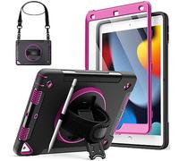 JETech Case for iPad 10.2-Inch (9th/8th/7th Generation, 2021/2020/2019) with Built-in Screen Protector, Protective Shockproof Rugged Tablet Cover, 360° Rotating Hand Strap Stand (Plum)