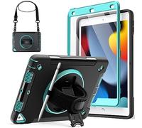 JETech Case for iPad 10.2-Inch (9th/8th/7th Generation, 2021/2020/2019) with Built-in Screen Protector, Protective Shockproof Rugged Tablet Cover, 360° Rotating Hand Strap Stand (Blue)