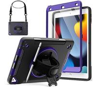 JETech Case for iPad 10.2-Inch (9th/8th/7th Generation, 2021/2020/2019) with Built-in Screen Protector, Protective Shockproof Rugged Tablet Cover, 360° Rotating Hand Strap Stand (Purple)