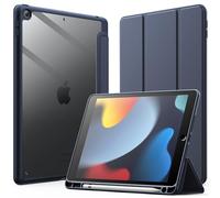 JETech Case for iPad 10.2-Inch (9th/8th/7th Generation, 2021/2020/2019) with Pencil Holder, Clear Transparent Back Shell Slim Stand Shockproof Tablet Cover, Auto Wake/Sleep (Deep Navy)