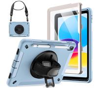 JETech Case for iPad (A16) 11th/10th Generation (2025/2022) with Built-in Screen Protector, Protective Shockproof Rugged Tablet Cover, 360 Degree Rotating Hand Strap Stand (Blue)