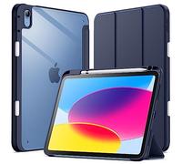 JETech Case for iPad (A16) 11th/10th Generation (2025/2022) with Pencil Holder, Clear Transparent Back Shell Slim Stand Shockproof Tablet Cover, Auto Wake/Sleep (Navy Blue)