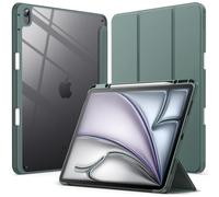 JETech Case for iPad Air 13-Inch M4/M3/M2 (2026/2025/2024) with Pencil Holder, Clear Transparent Back Shell Slim Stand Shockproof Tablet Cover, Auto Wake/Sleep (Midnight Green)