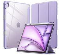 JETech Case for iPad Air 13-Inch M4/M3/M2 (2026/2025/2024) with Pencil Holder, Clear Transparent Back Shell Slim Stand Shockproof Tablet Cover, Auto Wake/Sleep (Purple)