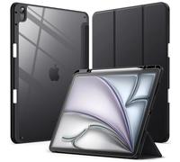 JETech Case for iPad Air 13-Inch M4/M3/M2 (2026/2025/2024) with Pencil Holder, Clear Transparent Back Shell Slim Stand Shockproof Tablet Cover, Auto Wake/Sleep (Black)