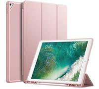 JETech Case for iPad Pro 12.9 Inch (2015/2017 Model, 1st/2nd Generation) with Pencil Holder, Slim Tablet Cover with Soft TPU Back, Auto Wake/Sleep (Rose Gold)