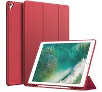 JETech Case for iPad Pro 12.9 Inch (2015/2017 Model, 1st/2nd Generation) with Pencil Holder, Slim Tablet Cover with Soft TPU Back, Auto Wake/Sleep (Red)