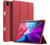 JETech Case for iPad Pro 12.9-Inch (2020/2018 Model, 4th/3rd Generation) with Pencil Holder, Support 2nd Pencil Charging, Slim Tablet Cover with Soft TPU Back, Auto Wake/Sleep (Red)