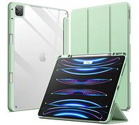 JETech Case for iPad Pro 12.9-Inch (2022/2021/2020/2018) with Pencil Holder, Clear Transparent Back Shell Slim Stand Shockproof Tablet Cover, Auto Wake/Sleep (Matcha Green)