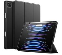 JETech Case for iPad Pro 12.9-Inch (6th/5th Generation, 2022/2021 Model) with Pencil Holder, Support 2nd Pencil Charging, Slim Tablet Cover with Soft TPU Back, Auto Wake/Sleep (Black)