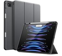 JETech Case for iPad Pro 12.9-Inch (6th/5th Generation, 2022/2021 Model) with Pencil Holder, Support 2nd Pencil Charging, Slim Tablet Cover with Soft TPU Back, Auto Wake/Sleep (Space Gray)
