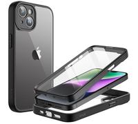 JETech Case for iPhone 14 6.1-Inch with Built-in Tempered Glass Screen Protector, Camera Full Cover All-Around Protection, Shockproof Bumper Phone Cover Clear Back, HD Film (Black)