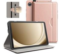 JETech Case for Samsung Galaxy Tab A9 8.7-Inch 2023, PU Leather Business Folio Stand Protective Tablet Cover with Pocket & Straps, Multi-Angle Viewing (Rose Gold)