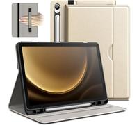 JETech Case for Samsung Galaxy Tab S10 Lite / S10 FE / S9 FE 10.9-Inch with S Pen Holder, PU Leather Business Folio Stand Protective Tablet Cover with Pocket & Straps, Multi-Angle Viewing (Beige)