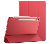 JETech Case for Samsung Galaxy Tab S10 Plus/Tab S9 Plus 12.4-Inch, Translucent Back Tri-Fold Stand Protective Tablet Cover, Support S Pen Charging, Auto Wake/Sleep (Red)