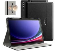 JETech Case for Samsung Galaxy Tab S10 Plus/Tab S9 Plus 12.4-Inch with S Pen Holder, PU Leather Business Folio Protective Tablet Cover with Pocket & Straps, Multi-Angle Viewing (Black)