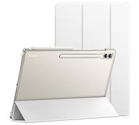 JETech Case for Samsung Galaxy Tab S10 Ultra/Tab S9 Ultra 14.6-Inch, Translucent Back Tri-Fold Stand Protective Tablet Cover, Support S Pen Charging, Auto Wake/Sleep (White)