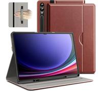 JETech Case for Samsung Galaxy Tab S10 Ultra/Tab S9 Ultra 14.6-Inch with S Pen Holder, PU Leather Business Folio Protective Tablet Cover with Pocket & Straps, Multi-Angle Viewing (Brown)