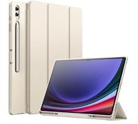 JETech Case for Samsung Galaxy Tab S10 Ultra/Tab S9 Ultra 14.6 Inch with S Pen Holder, Soft TPU Tri-Fold Stand Protective Tablet Cover, Support S Pen Charging, Auto Wake/Sleep (Beige)