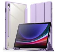 JETech Case for Samsung Galaxy Tab S9 11-Inch with S Pen Holder, Clear Transparent PC Back, Shockproof Tri-Fold Stand Tablet Cover, Auto Wake/Sleep (Light Purple)