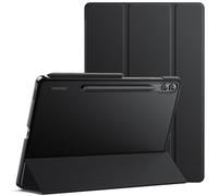 JETech Case for Samsung Galaxy Tab S9 FE+ / S9 FE Plus 12.4-Inch, Slim Translucent Back Tri-Fold Stand Protective Tablet Cover, Support S Pen Charging, Auto Wake/Sleep (Black)