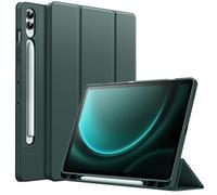 JETech Case for Samsung Galaxy Tab S9 FE+ / S9 FE Plus 12.4-Inch with S Pen Holder, Soft TPU Tri-Fold Stand Protective Tablet Cover, Support S Pen Charging, Auto Wake/Sleep (Midnight Green)