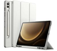 JETech Case for Samsung Galaxy Tab S9 FE+ / S9 FE Plus 12.4-Inch with S Pen Holder, Soft TPU Tri-Fold Stand Protective Tablet Cover, Support S Pen Charging, Auto Wake/Sleep (Silver)