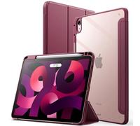 JETech Case ONLY for iPad Air 11-Inch M4/M3/M2 (2026/2025/2024), iPad Air 5/4 (2022/2020 5th/4th) with Pencil Holder, Clear Transparent Back Slim Stand Shockproof Tablet Cover (Wine)