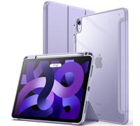 JETech Case ONLY for iPad Air 11-Inch M4/M3/M2 (2026/2025/2024), iPad Air 5/4 (2022/2020 5th/4th) with Pencil Holder, Clear Transparent Back Slim Stand Shockproof Tablet Cover (Purple)