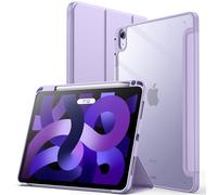 JETech Case ONLY for iPad Air 11-Inch M4/M3/M2 (2026/2025/2024), iPad Air 5/4 (2022/2020 5th/4th) with Pencil Holder, Clear Transparent Back Slim Stand Shockproof Tablet Cover (Light Purple)