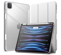 JETech Case ONLY for iPad Pro 11 Inch (2022/2021/2020/2018) with Pencil Holder, Clear Transparent Back Shell Slim Stand Shockproof Tablet Cover, Auto Wake/Sleep (Silver)