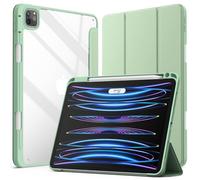 JETech Case ONLY for iPad Pro 11 Inch (2022/2021/2020/2018) with Pencil Holder, Clear Transparent Back Shell Slim Stand Shockproof Tablet Cover, Auto Wake/Sleep (Matcha Green)
